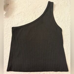 American Eagle Black Ribbed One Shoulder Tank